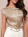 SHEIN Clasi Blusa de manga murciélago con cuello metálico y lazo para mujer en verano - Quierox - Tienda Online
