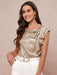 SHEIN Clasi Blusa de manga murciélago con cuello metálico y lazo para mujer en verano - Quierox - Tienda Online