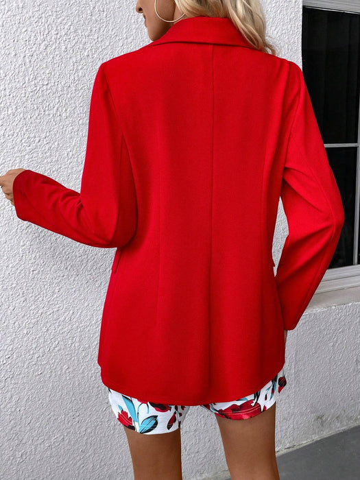 SHEIN Clasi Chaqueta informal de verano de color liso con shorts estampados de flores para mujer - Quierox - Tienda Online