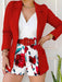 SHEIN Clasi Chaqueta informal de verano de color liso con shorts estampados de flores para mujer - Quierox - Tienda Online