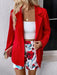 SHEIN Clasi Chaqueta informal de verano de color liso con shorts estampados de flores para mujer - Quierox - Tienda Online
