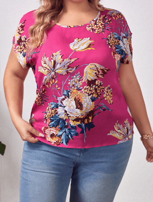 SHEIN Clasi Plus Blusa con mangas murciélago y estampado floral - Quierox - Tienda Online