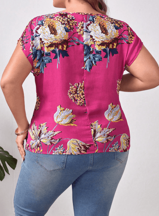 SHEIN Clasi Plus Blusa con mangas murciélago y estampado floral - Quierox - Tienda Online