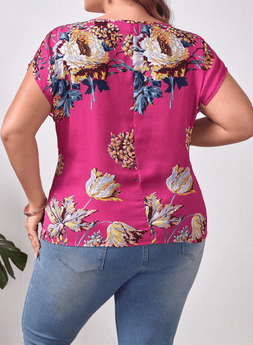 SHEIN Clasi Plus Blusa con mangas murciélago y estampado floral - Quierox - Tienda Online