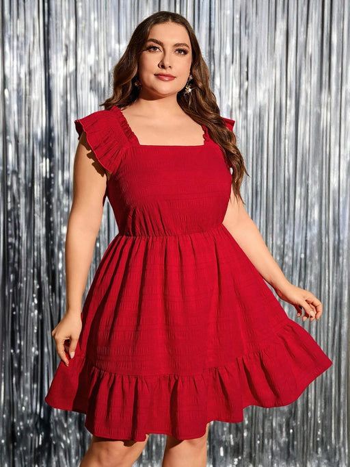 SHEIN Clasi Plus Vestido con escote cuadrado y bajo con volantes - Quierox - Tienda Online