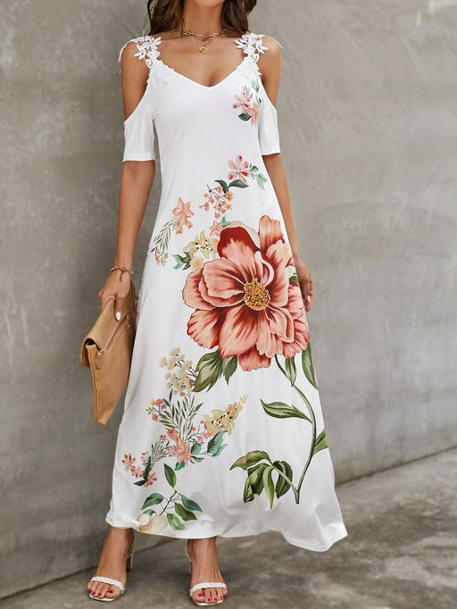 SHEIN Clasi Vestido con estampado floral de hombros descubiertos - Quierox - Tienda Online