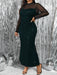 SHEIN Clasi Vestido verde de fiesta de Navidad elegante con lentejuelas y malla para mujer de talla grande - Quierox - Tienda Online