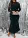 SHEIN Clasi Vestido verde de fiesta de Navidad elegante con lentejuelas y malla para mujer de talla grande - Quierox - Tienda Online