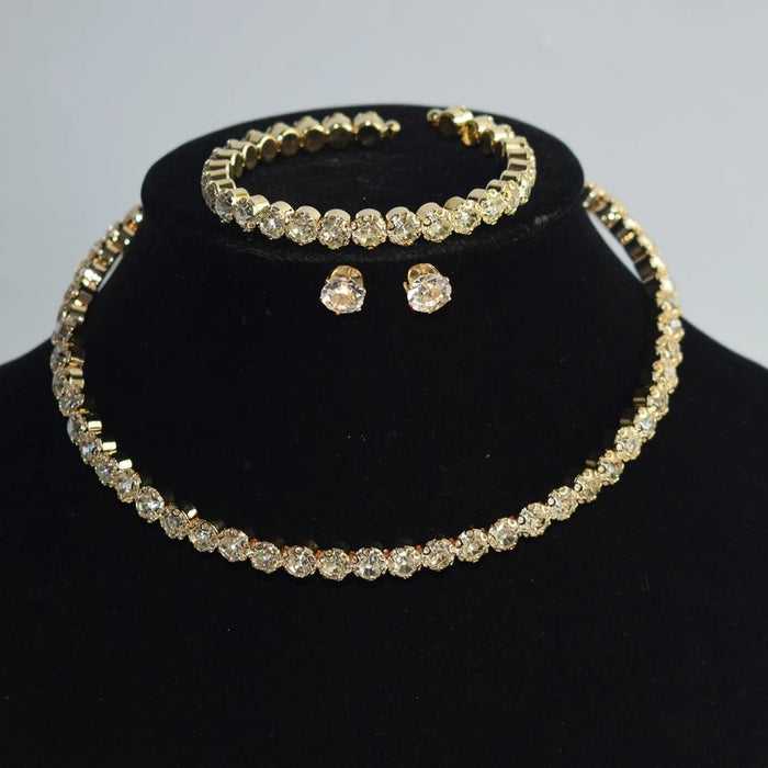 SHEIN clásico Bisutería con diamante de imitación cuello Set Pulsera Pendientes cuello 3 piezas - Quierox - Tienda Online