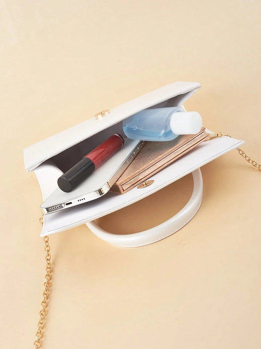 SHEIN Clutch de moda para mujer, de color liso, con decoración metálica y cierre de solapa - Quierox - Tienda Online