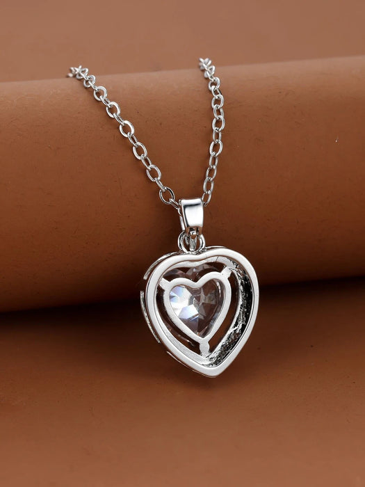 Shein Collar con colgante de corazón de diamantes de imitación - Quierox - Tienda Online