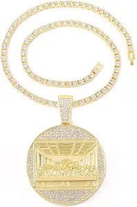 SHEIN Collar con colgante de la Última Cena, efecto hielo arrugado de 20inch - Quierox - Tienda Online