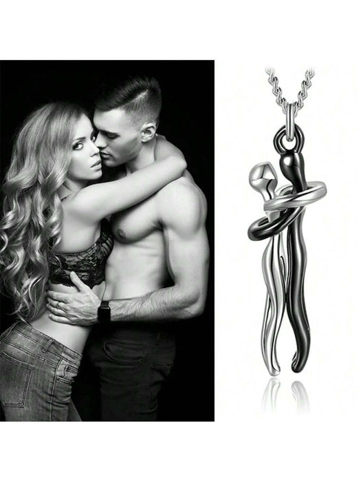 SHEIN Collar con colgante de pareja de estilo punk con diseño de amantes - Quierox - Tienda Online
