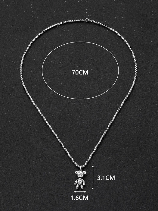 Shein Collar con dije de oso para hombre, moderno y popular, de acero inoxidable - Quierox - Tienda Online