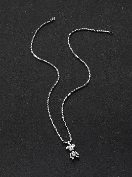 Shein Collar con dije de oso para hombre, moderno y popular, de acero inoxidable - Quierox - Tienda Online