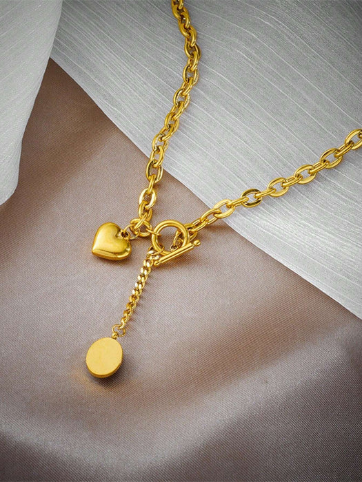 Shein collar de acero inoxidable con diseño único y de moda con un colgante en forma de corazón - Quierox - Tienda Online
