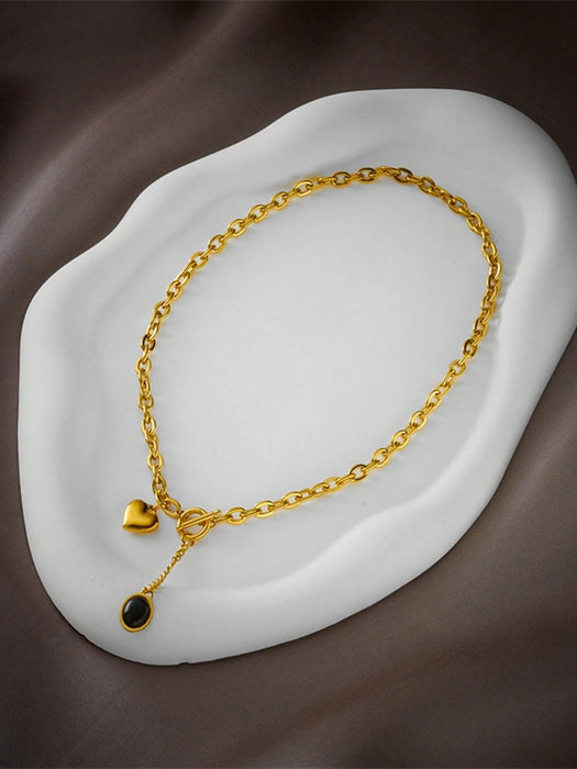 Shein collar de acero inoxidable con diseño único y de moda con un colgante en forma de corazón - Quierox - Tienda Online