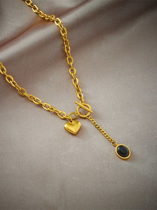 Shein collar de acero inoxidable con diseño único y de moda con un colgante en forma de corazón - Quierox - Tienda Online