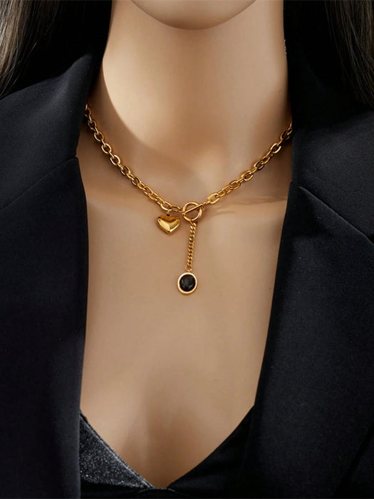 Shein collar de acero inoxidable con diseño único y de moda con un colgante en forma de corazón - Quierox - Tienda Online