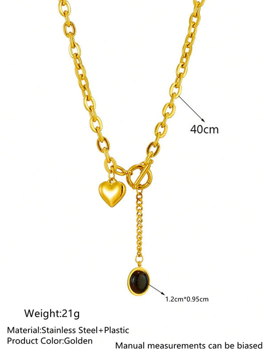 Shein collar de acero inoxidable con diseño único y de moda con un colgante en forma de corazón - Quierox - Tienda Online