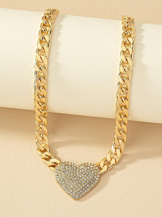 Shein Collar de cadena con decoración de corazón de diamantes de imitación - Quierox - Tienda Online