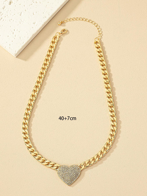 Shein Collar de cadena con decoración de corazón de diamantes de imitación - Quierox - Tienda Online