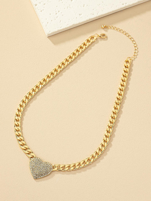 Shein Collar de cadena con decoración de corazón de diamantes de imitación - Quierox - Tienda Online