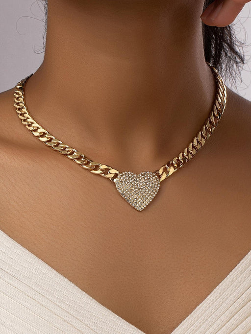 Shein Collar de cadena con decoración de corazón de diamantes de imitación - Quierox - Tienda Online