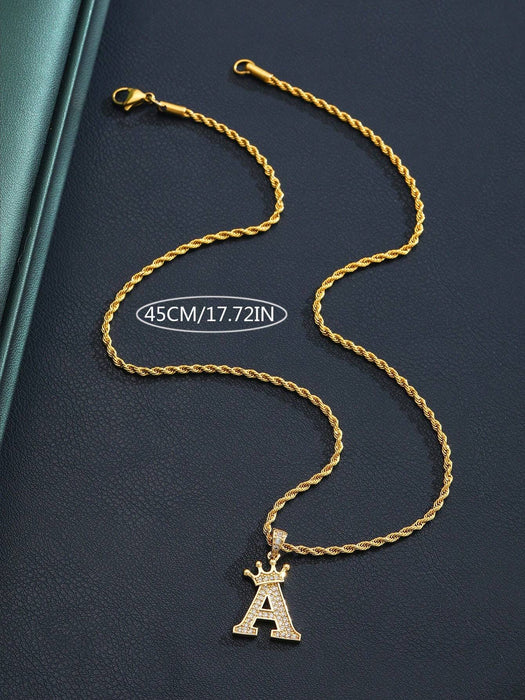 Shein Collar de cadena torcida dorada con colgante de letra, ideal para hombres, niñas y niños - Quierox - Tienda Online