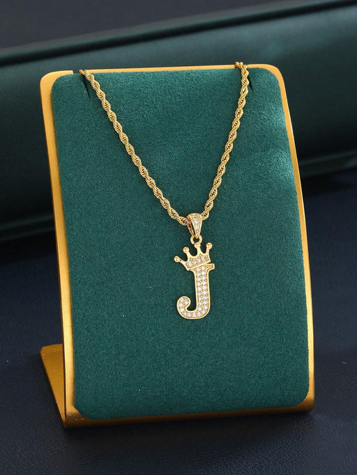 Shein Collar de cadena torcida dorada con colgante de letra, ideal para hombres, niñas y niños - Quierox - Tienda Online