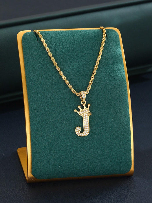 Shein Collar de cadena torcida dorada con colgante de letra, ideal para hombres, niñas y niños - Quierox - Tienda Online