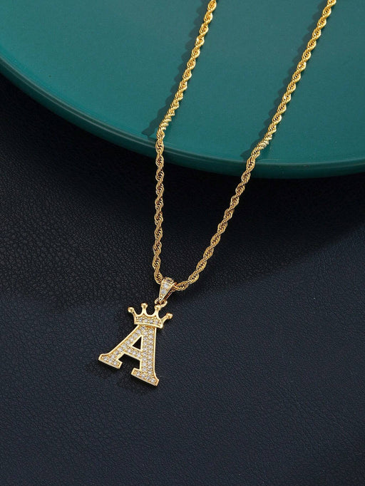 Shein Collar de cadena torcida dorada con colgante de letra, ideal para hombres, niñas y niños - Quierox - Tienda Online