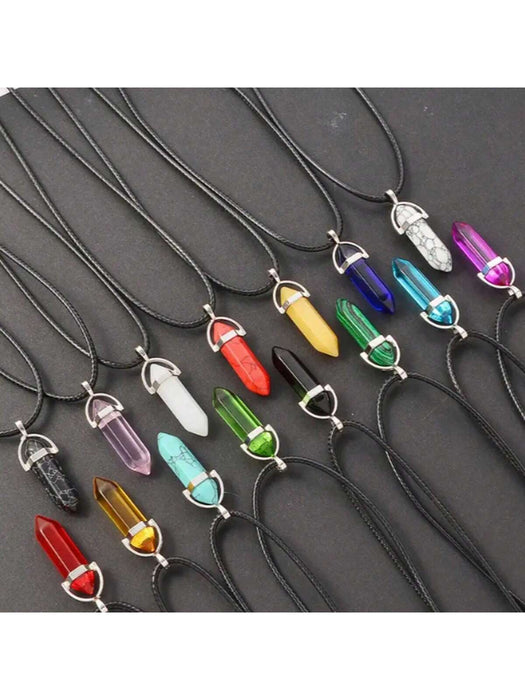 Shein Collar de cristal, collar de piedras preciosas hexagonales Aleatorio - Quierox - Tienda Online