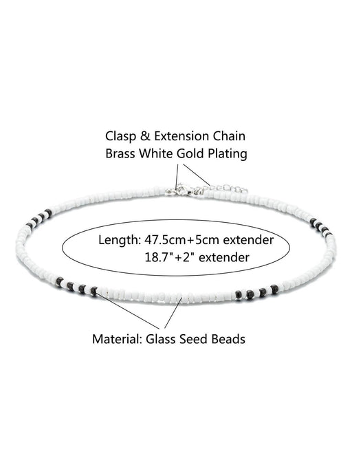 Shein Collar de cuentas de vidrio de dos tonos de moda y popular - Quierox - Tienda Online