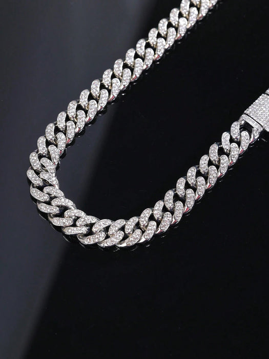 SHEIN Collar de diamantes de imitación brillantes de cristal de hielo de hip hop - Quierox - Tienda Online