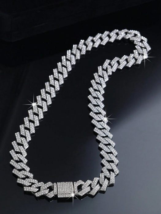 SHEIN Collar de diamantes de imitación brillantes de cristal de hielo de hip hop - Quierox - Tienda Online