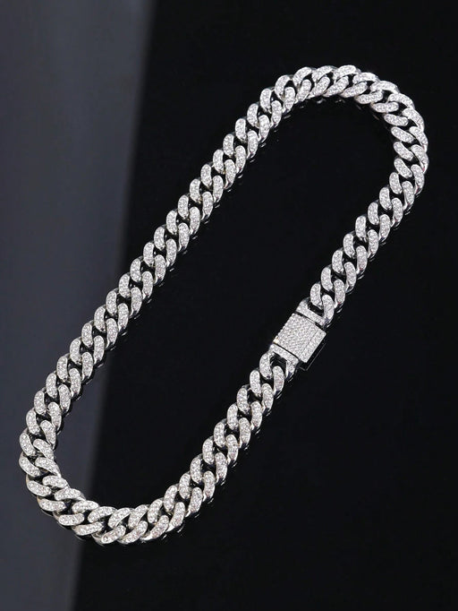 SHEIN Collar de diamantes de imitación brillantes de cristal de hielo de hip hop - Quierox - Tienda Online