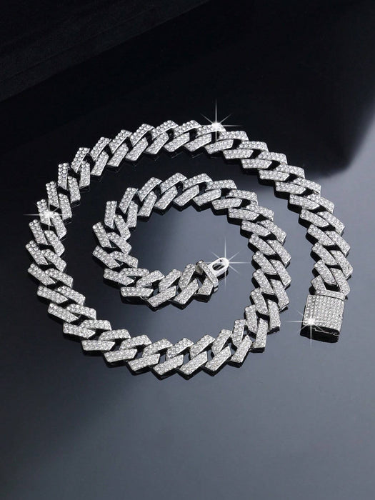 SHEIN Collar de diamantes de imitación brillantes de cristal de hielo de hip hop - Quierox - Tienda Online