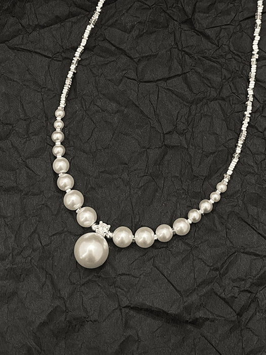 Shein Collar de perlas minimalistas de plata de ley S925 con diseño creativo de plata triturada, joyería de alta calidad - Quierox - Tienda Online