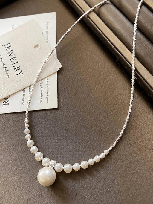 Shein Collar de perlas minimalistas de plata de ley S925 con diseño creativo de plata triturada, joyería de alta calidad - Quierox - Tienda Online