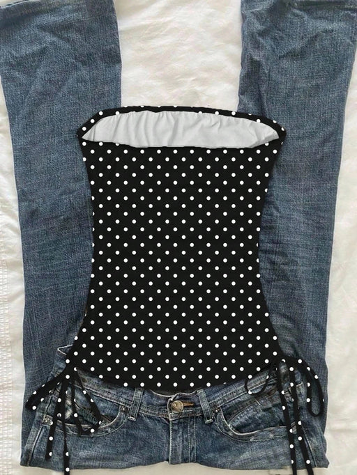 SHEIN Comfortcana Blusa corta con fruncidos y nudo delantero - Quierox - Tienda Online