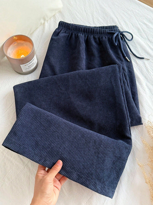 SHEIN Comfortcana Jeans de pana con cintura con cordón y pierna recta holgada - Quierox - Tienda Online