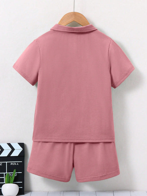 SHEIN Conjunto casual de dos piezas para niño joven, camiseta polo y pantalones cortos - Quierox - Tienda Online