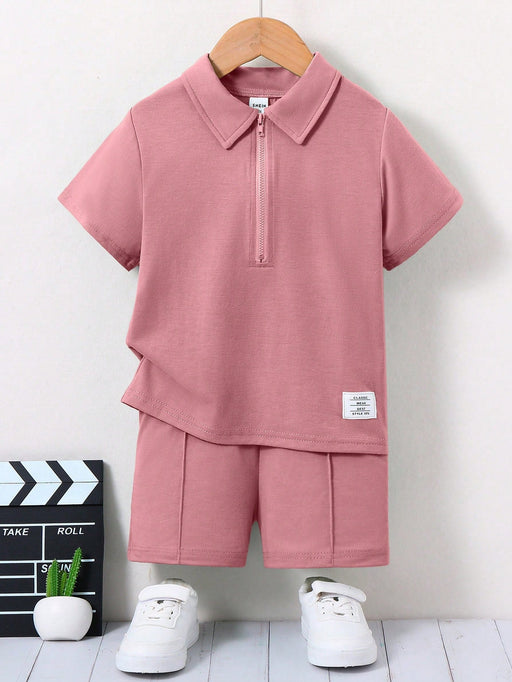 SHEIN Conjunto casual de dos piezas para niño joven, camiseta polo y pantalones cortos - Quierox - Tienda Online