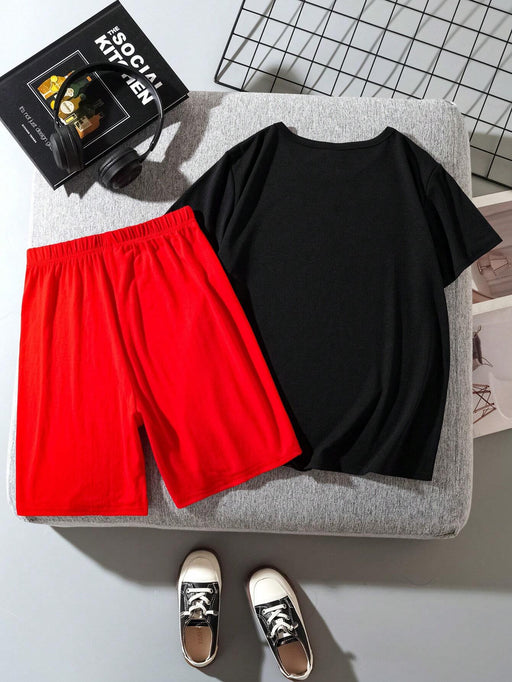 SHEIN Conjunto casual para niño con camiseta blanca de manga corta y shorts con estampado de automóvil deportivo - Quierox - Tienda Online