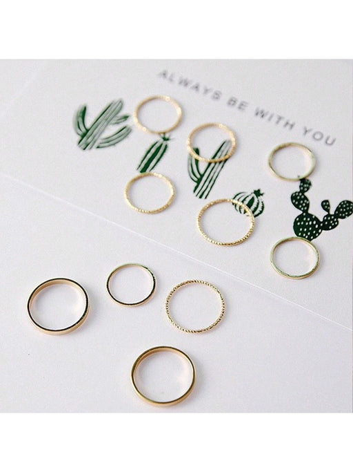Shein Conjunto de 10 anillos de metal de color dorado - Quierox - Tienda Online