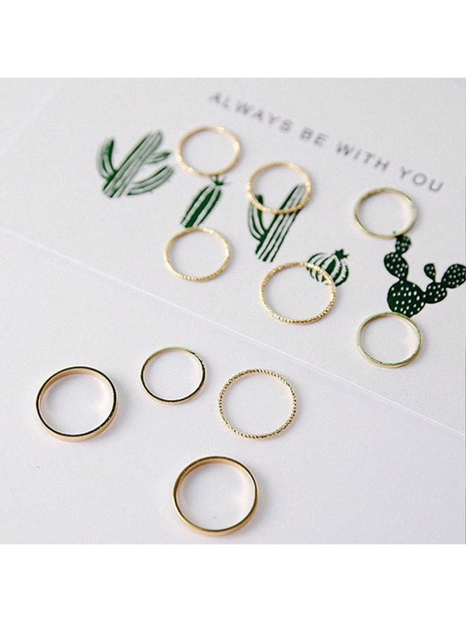 Shein Conjunto de 10 anillos de metal de color dorado - Quierox - Tienda Online