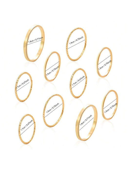 Shein Conjunto de 10 anillos de metal de color dorado - Quierox - Tienda Online