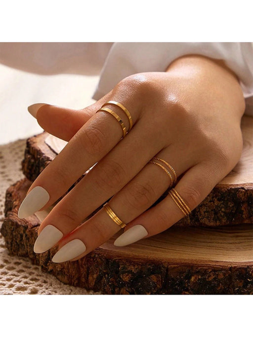 Shein Conjunto de 10 anillos de metal de color dorado - Quierox - Tienda Online