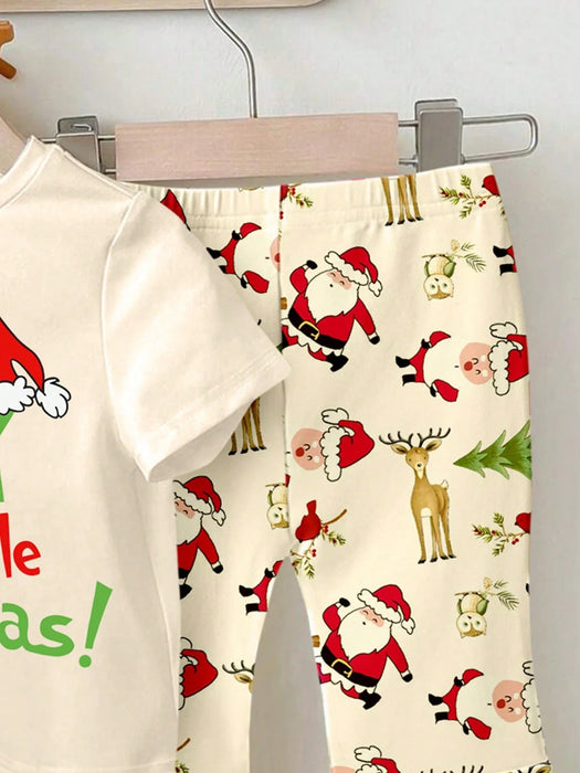 SHEIN Conjunto de 2 camisetas de manga corta y cuello redondo con estampado navideño - Quierox - Tienda Online